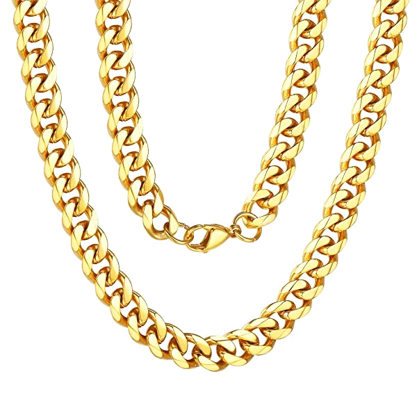 Classy Men 8mm Gold Curb Chain Necklace