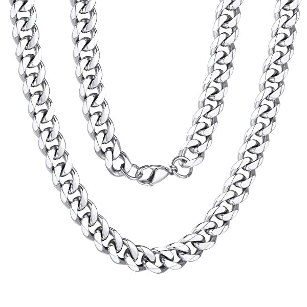 Bcughia Small Chain Necklace, Mens Chain Necklaces Thick Curb Stainless  Steel Simple Chain Design Wedding Necklace for Men