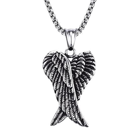 Angel Wings Pendant Necklace For Men On A White Background