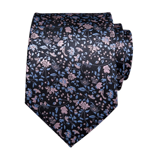 Baby blue and pink floral silk tie