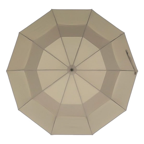 Beige Automatic Windproof Folding Umbrella Vented Double Canopy