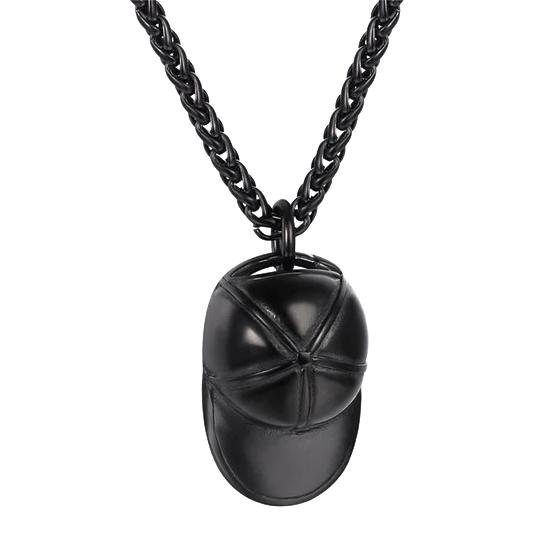 Black baseball cap pendant necklace