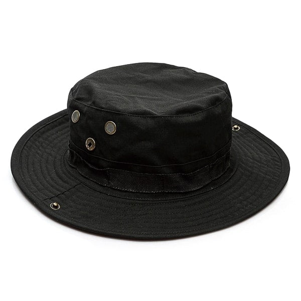 Black boonie wide brim sun hat for men