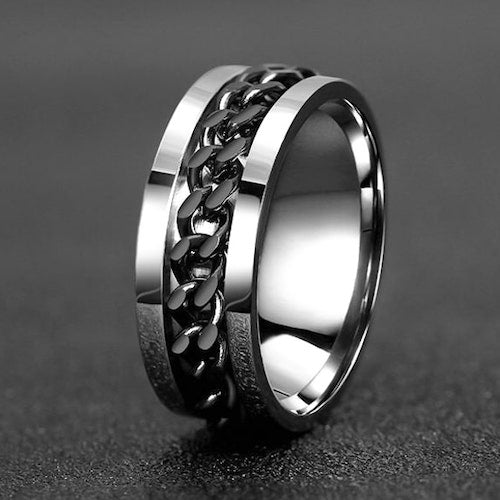 Silver 3.5mm Curb Chain Ring For Women or Men - Boutique Wear RENN