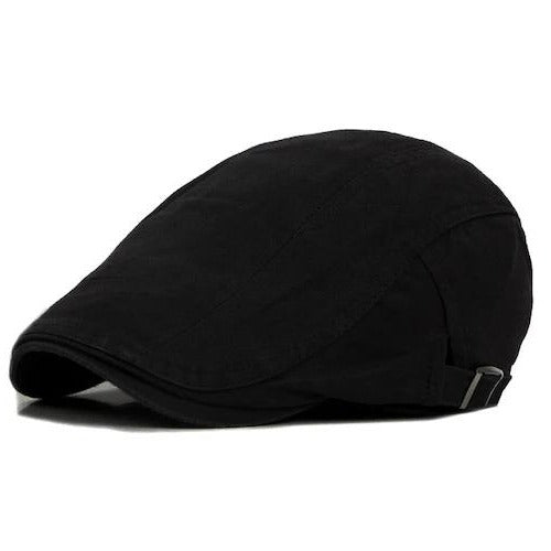 Black Cotton Flat Cap For Men | Classy Men Collection