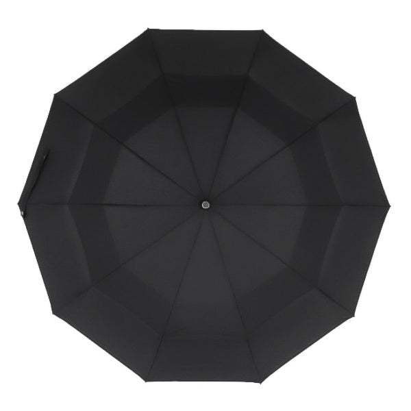 Black Automatic Windproof Folding Umbrella Vented Double Canopy