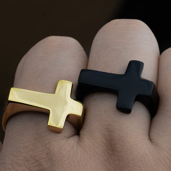 Simple Black Cross Ring For Men | Classy Men Collection