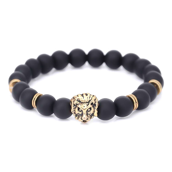 Classy Men Black Gold Lion Bracelet