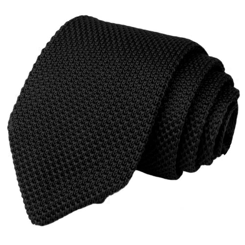 Classy Men Solid Black Knitted Tie