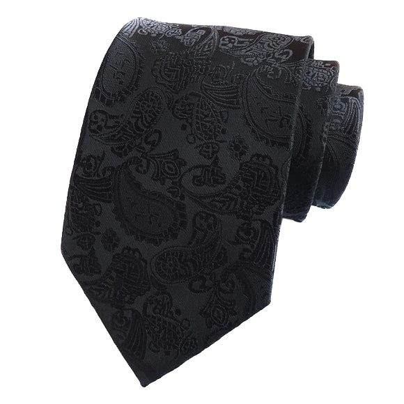 Cravatta Paisley nera semplice da uomo di classe