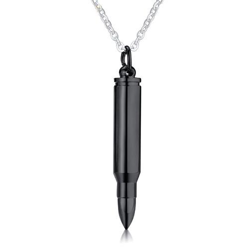 Black Rifle Bullet Pendant On A Silver Chain Necklace