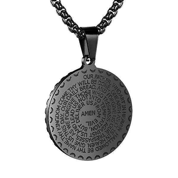 Black Lord's Prayer pendant necklace for men