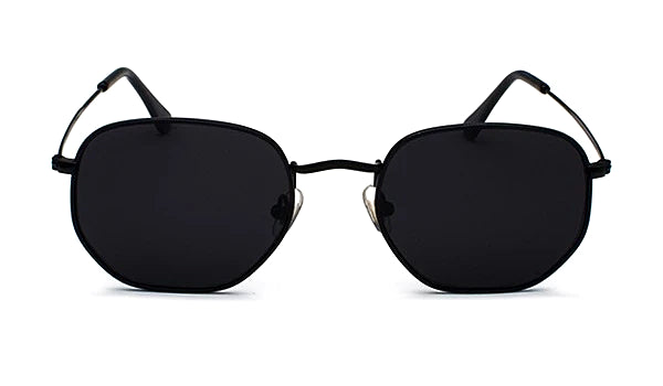 Classy Men All Black Hexagonal Sunglasses