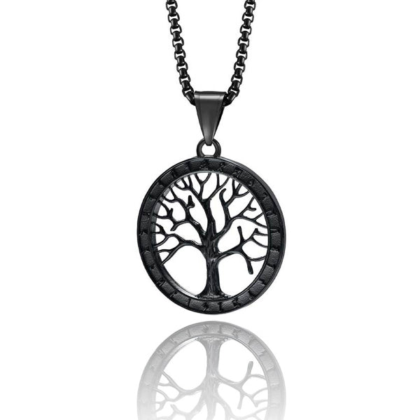 Black tree of life pendant necklace