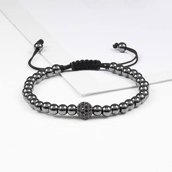 Black beaded luxury bracelet for men