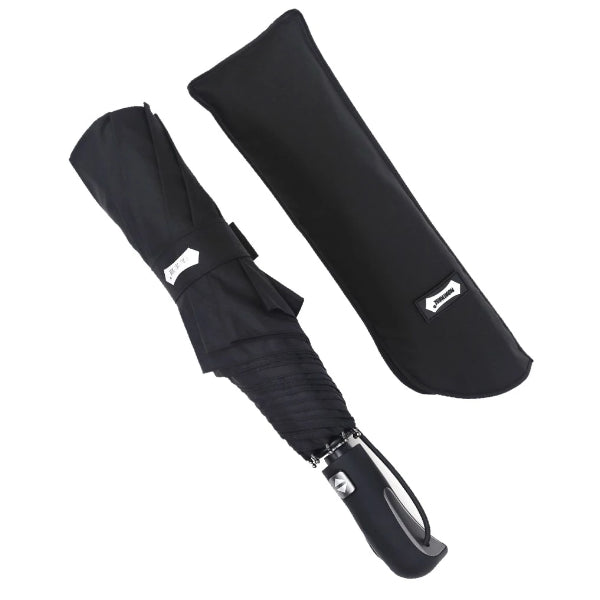 Black automatic windproof umbrella with protective cover