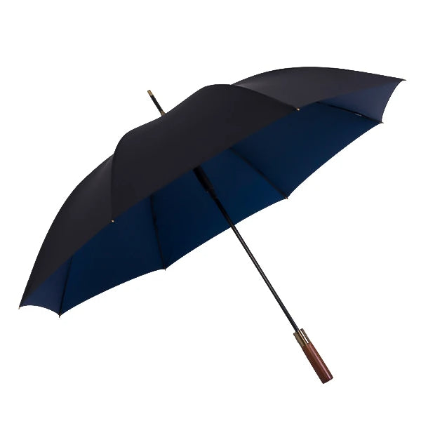 Black & blue strong wooden umbrella open