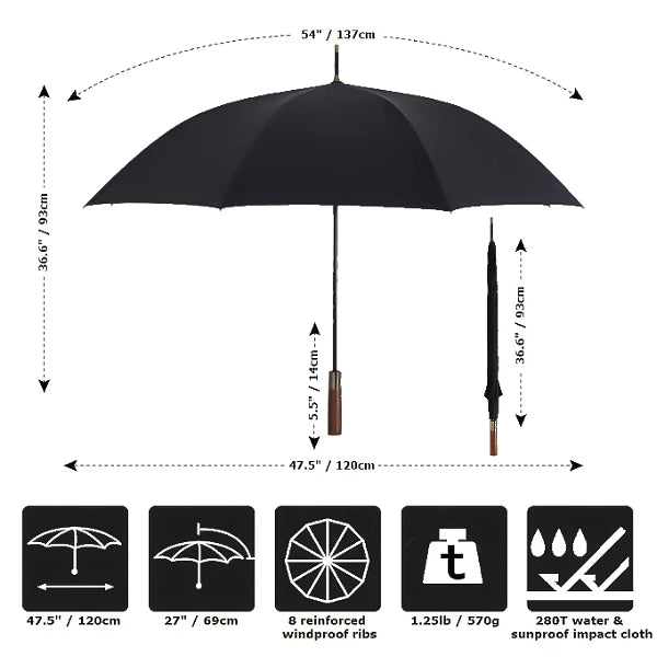 Black & blue strong wooden umbrella size details