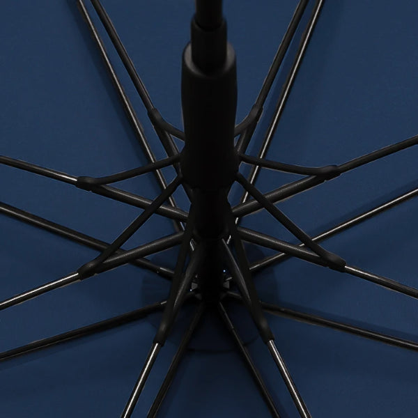 Black & blue strong wooden umbrella windproof skeleton close-up