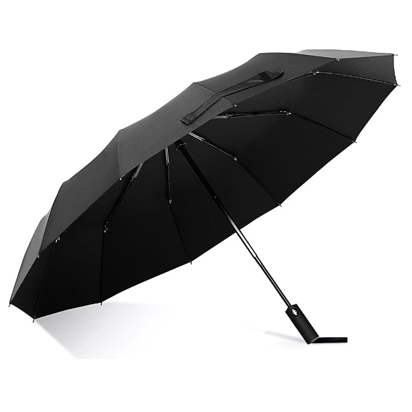 Black classic travel umbrella open
