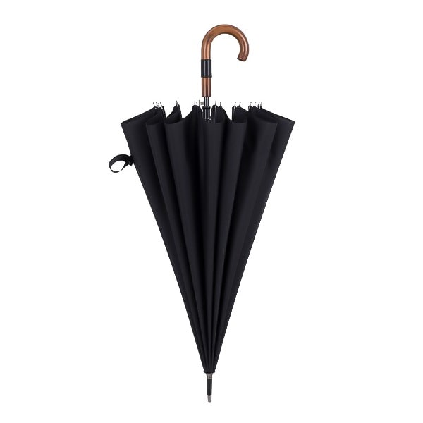 Black gentleman's windproof umbrella unlocked and closed