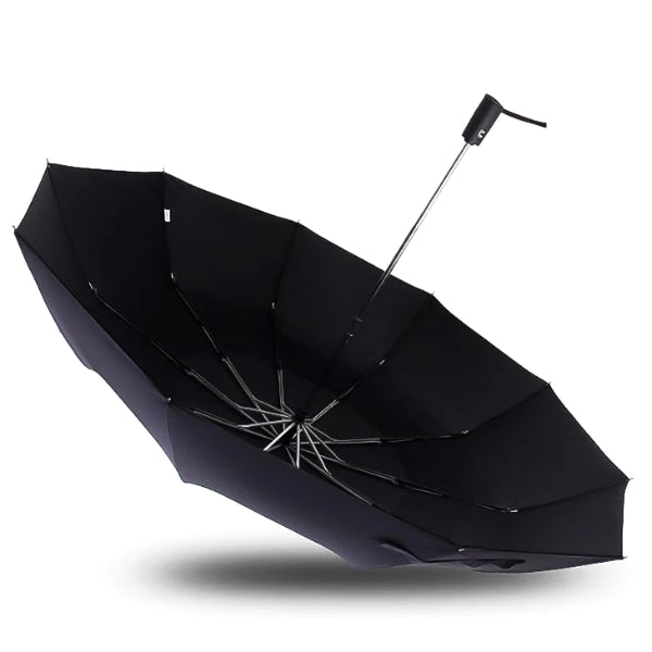 Black large folding windproof umbrella side view