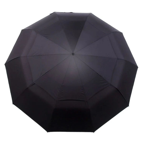 Black large folding windproof umbrella topside