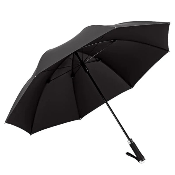 Black long windproof umbrella open