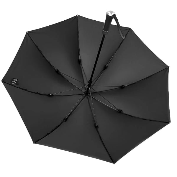 Black long windproof umbrella upside down