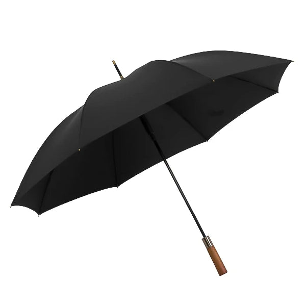 Black strong wooden umbrella open