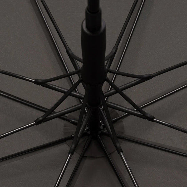 Black strong wooden umbrella windproof skeleton close-up
