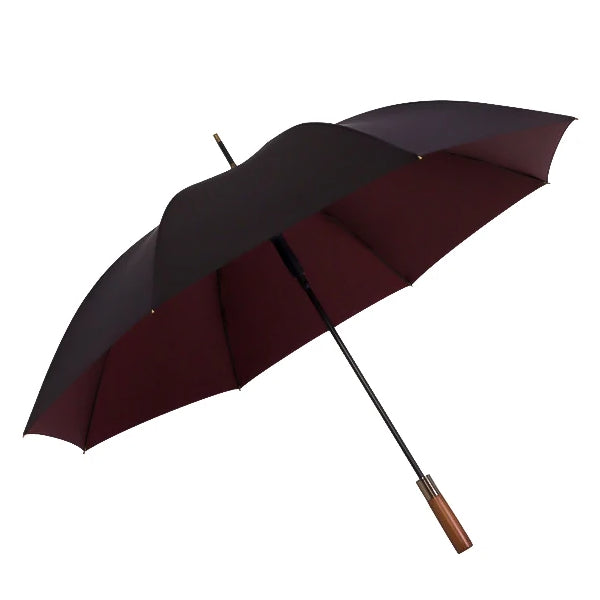 Black & wine red strong wooden umbrella open