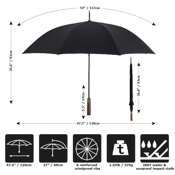 Black & wine red strong wooden umbrella size details