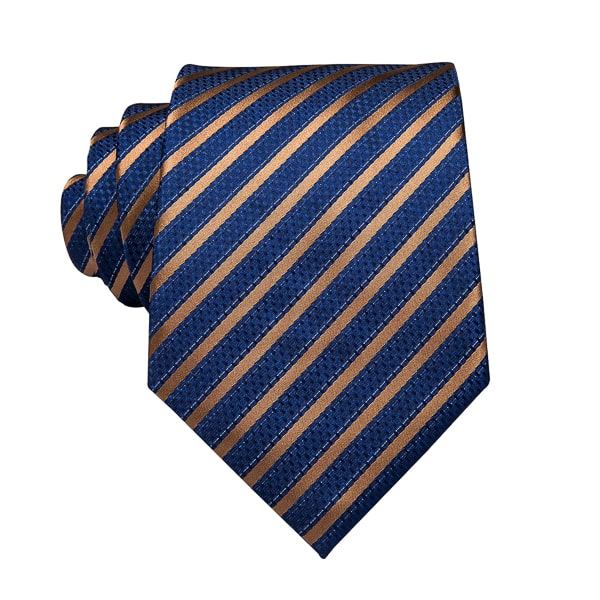 Blue silk tie with copper stripes