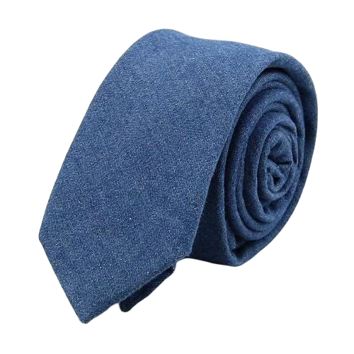 Cravatta skinny in cotone denim blu chiaro da uomo di classe