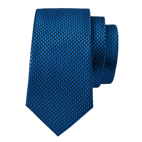 Blue hexagon silk necktie