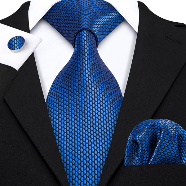 Blue hexagon silk tie