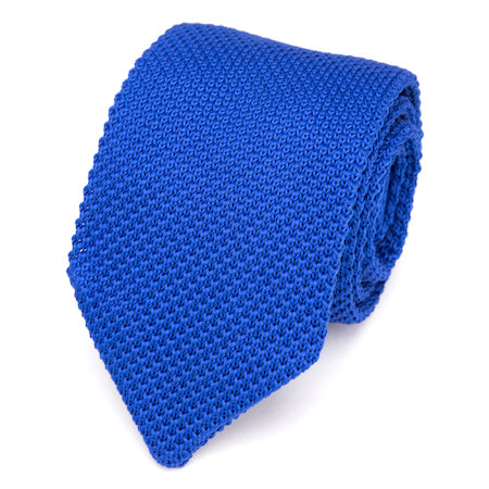 Cravatta lavorata a maglia blu tinta unita da uomo di classe