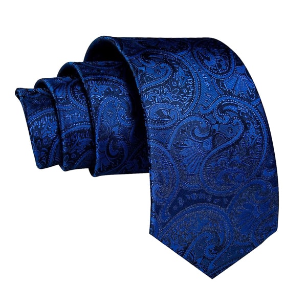 Blue paisley silk necktie