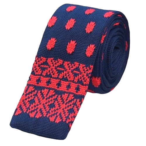 Cravatta in maglia quadrata invernale blu da uomo di classe