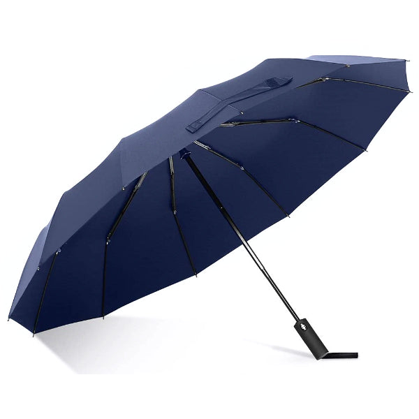 Blue classic travel umbrella open