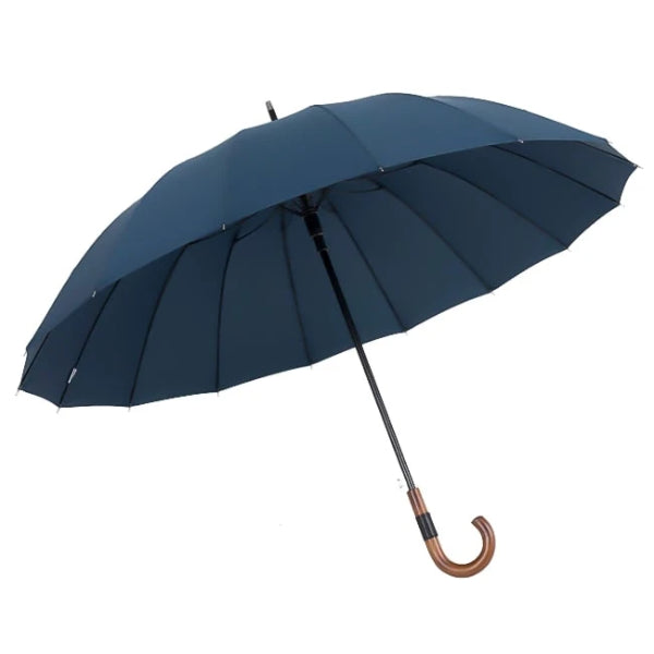 Blue gentleman's windproof umbrella open