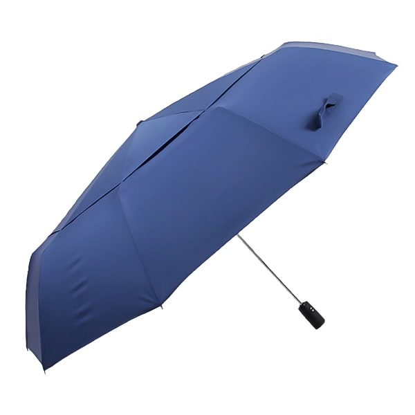 Blue large folding windproof umbrella open