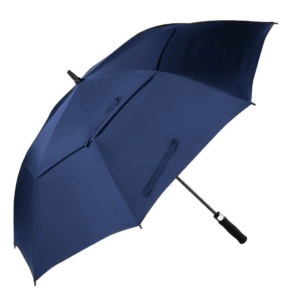 Blue large windproof golf umbrella open