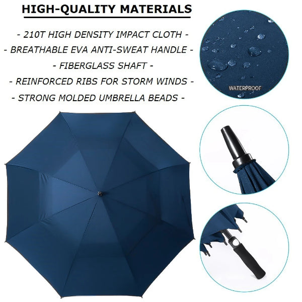 Fabric insights of the blue large windproof umbrella