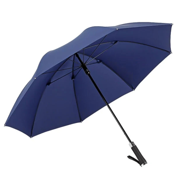 Blue long windproof umbrella open