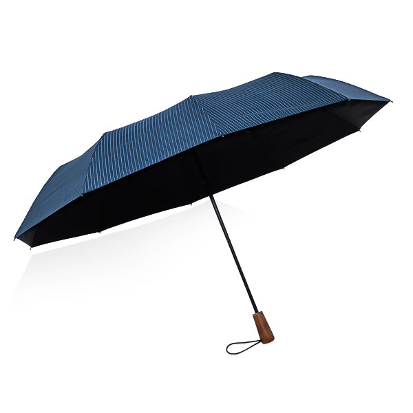 Blue striped folding windproof umbrella open