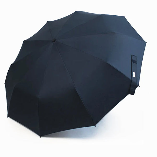 Topside of the blue travel umbrella