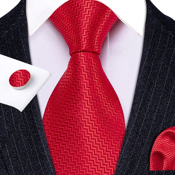Bright red silk necktie