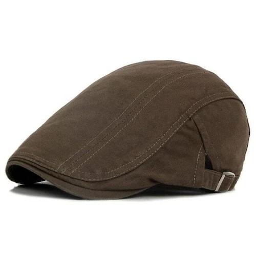 Men's Brown Cotton Flat Cap
